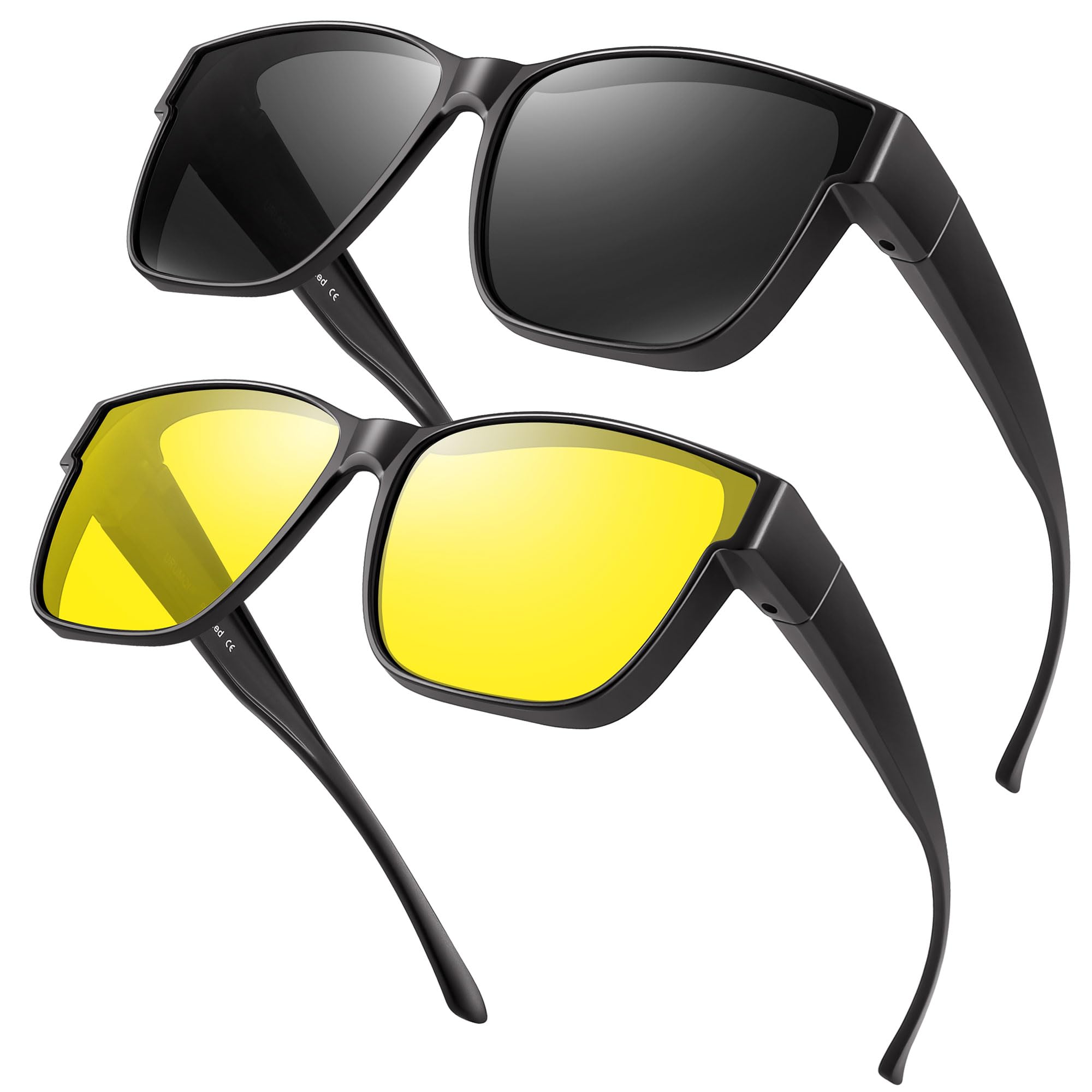 URUMQI Polarized Sunglasses Fit Over Glasses for Men Women, Oversized Square Sun Glasses UV400 Protection Shades