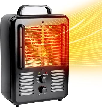 EVELYN Milkhouse Space Heater, 1500W Heater with Thermostat, 3 Heat Settings, Safe and Quiet Ceramic Heater, Ideal for Bedroom, Office and Bathroom