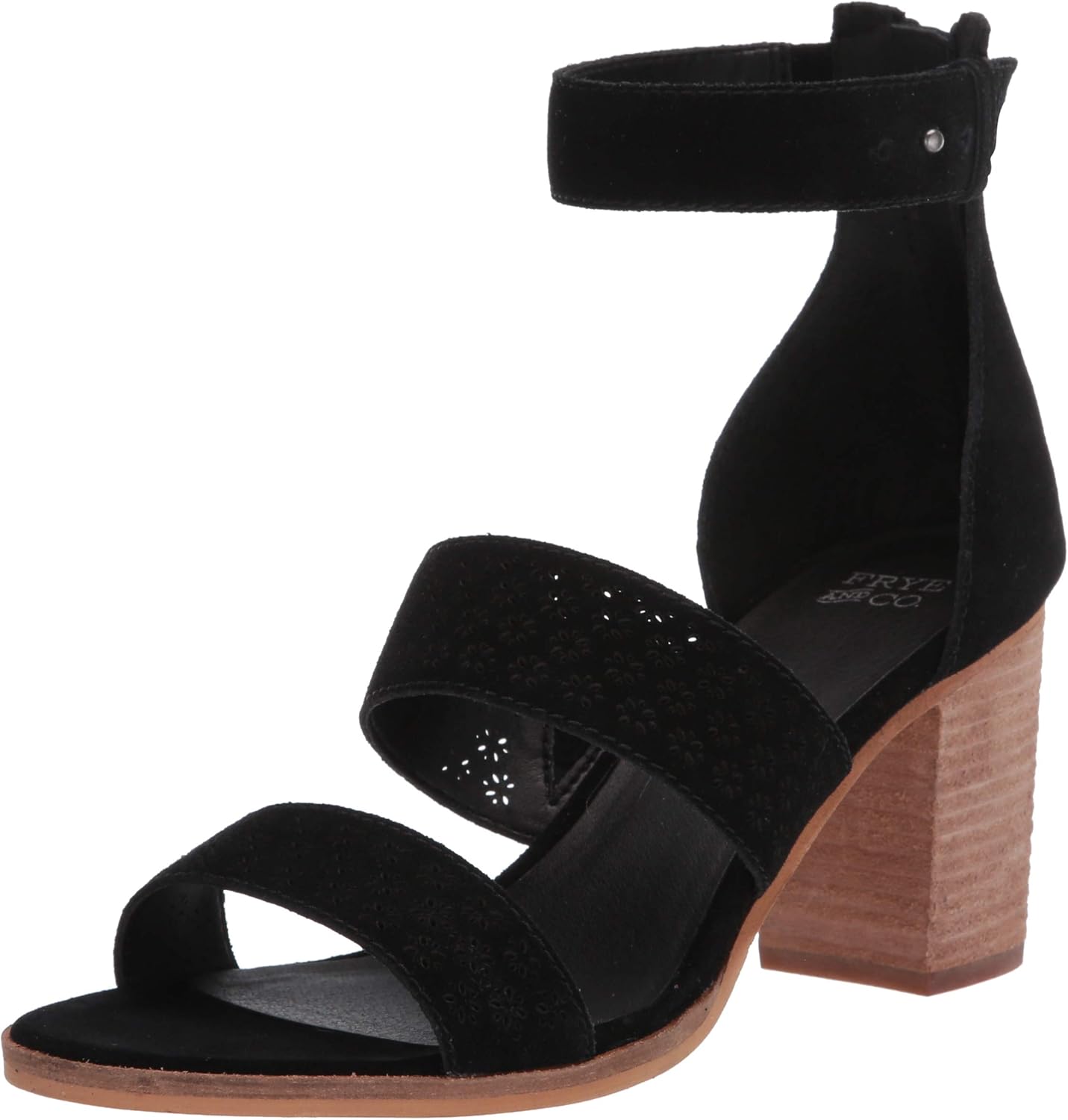Frye and Co. Women's Bryn Perf Sandal Heeled, Black, 7 M US