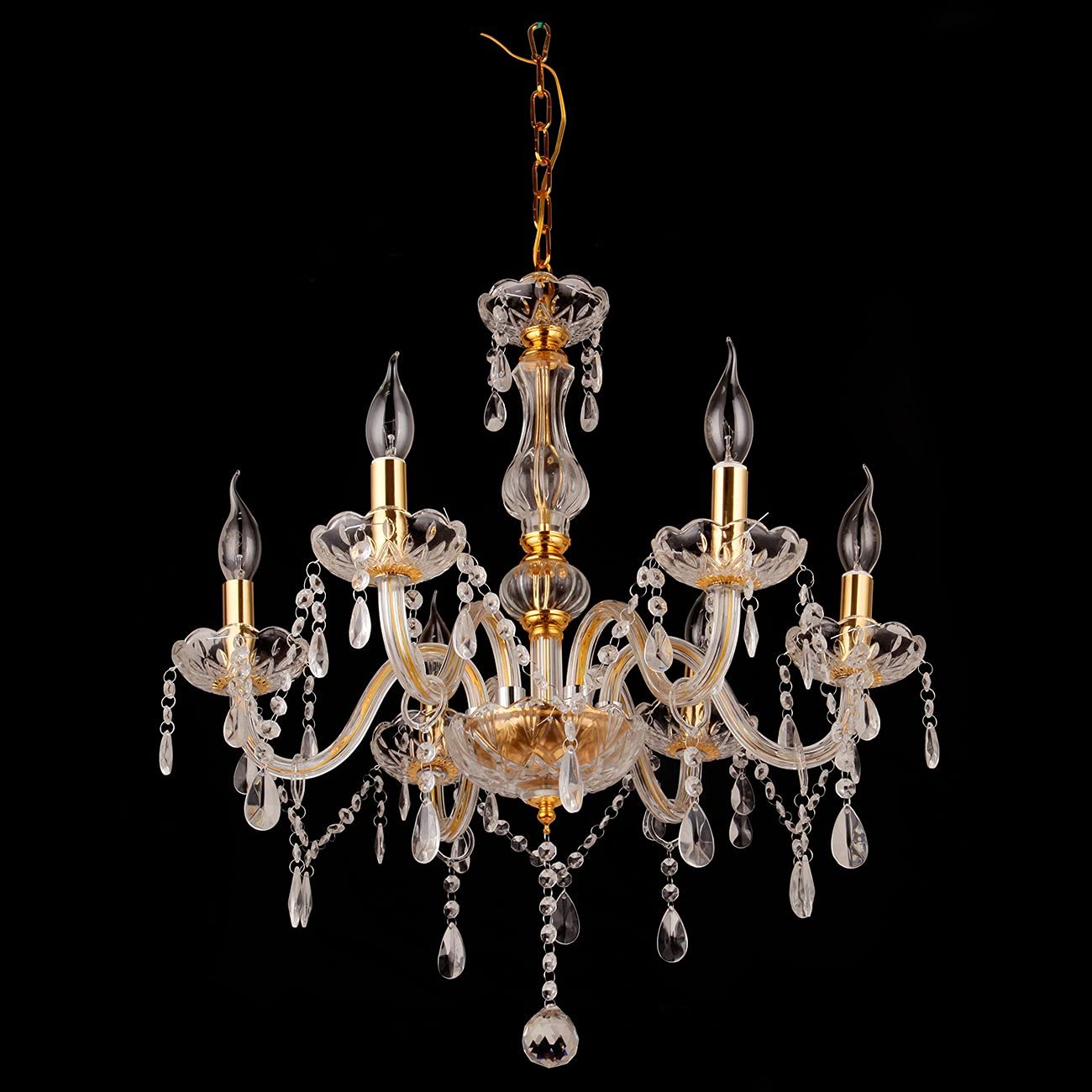 Ridgeyard Classico 6 Luci Pampille Lampadario Vetro K9 Cristallo Lampada Da Soffitto Lampada Apparecchio