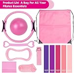 Home Pilates Essentials Kit for Women, Equipment Set with 9 Inch Yoga Ball,Figure 8 Resistance Band,Pilates Bands & Accessories, Ring and Ball Set for Beginners Home Workouts