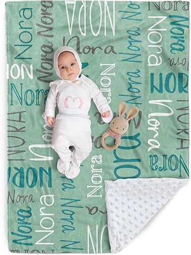 Miniatura 8 de Manta de bebé personalizada, diseño de nombres personalizados, manta de felpa suave con respaldo de puntos de doble capa para niños y niñas, color