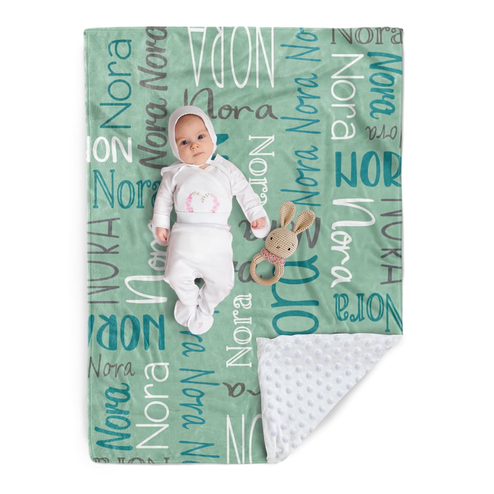 Custom Baby Blanket - Personalized Names Design - Soft Plush Blanket with Double Layer Dotted Backing for Boys Girls Color22(30x40 inches)