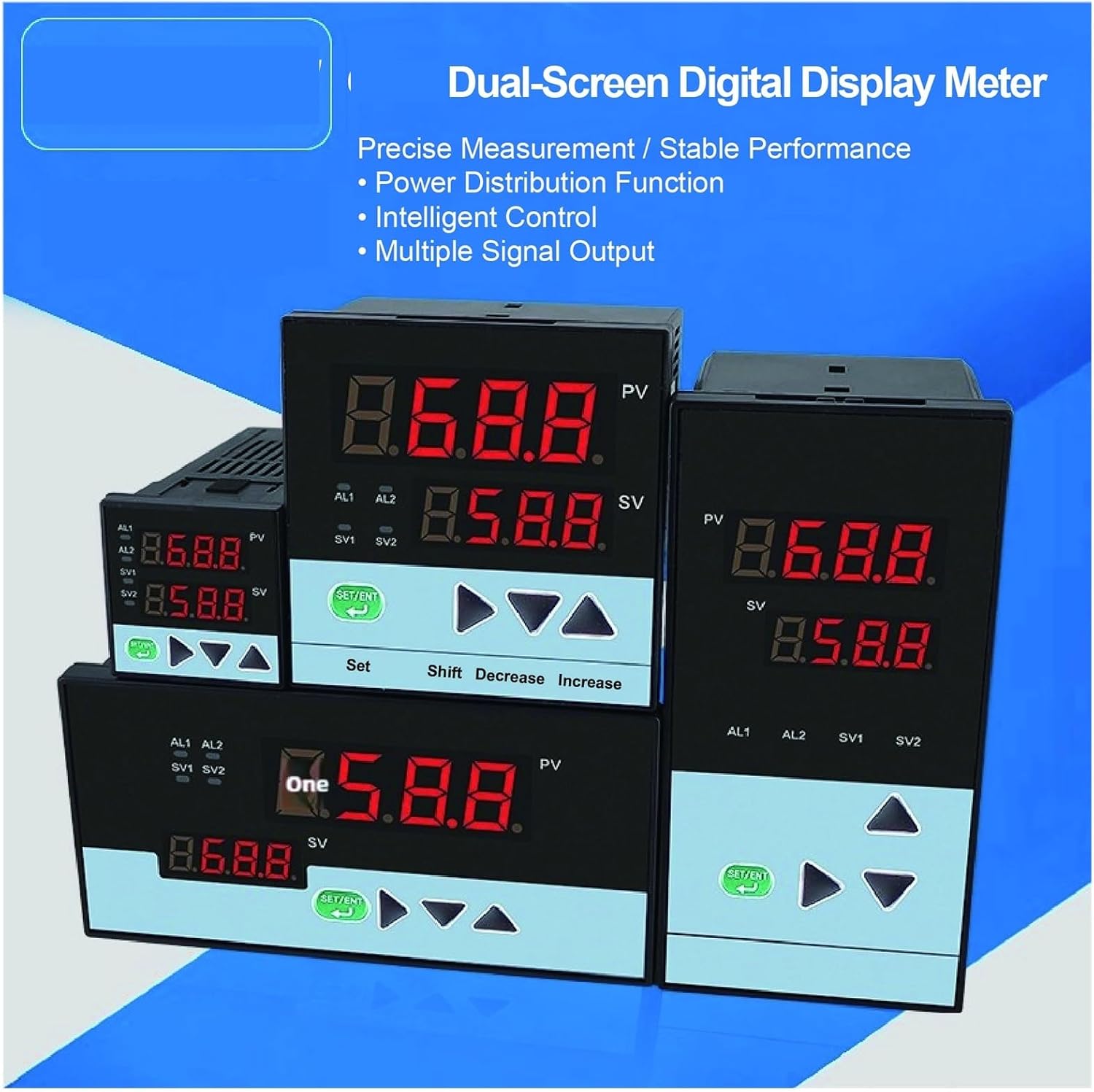 Dual Display Digital Controller for Temperature Pressure and Level with Peak Alarm Relay 4-20mA RS485 Output