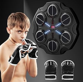 Music Boxing Machine with Gloves, Bluetooth Wall Mounted Punching Bag Target Pad with Rhythm Lights, 3 Modes,Sport Toy Gift
