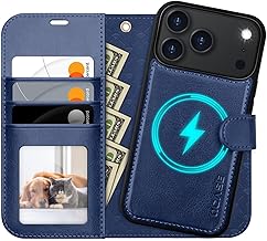 OCASE Mobile Phone Case for iPhone 17 Pro Case Removable 2-in-1 Magnetic Premium PU Leather Flip Case Wireless Charging Card Slot RFID Stand Function Protective Case for iPhone 17 Pro - Blue