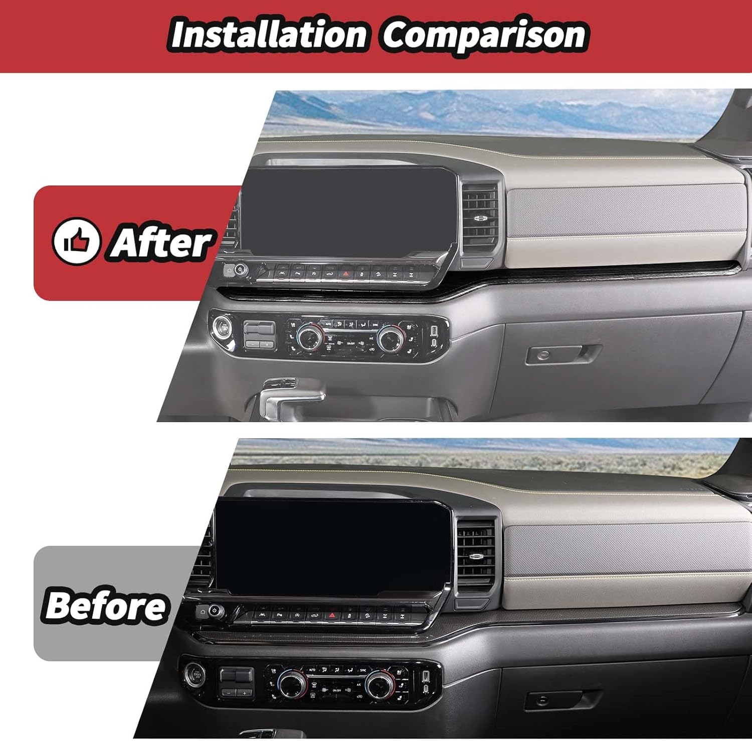 JeCar Black Wood Grain Interior Center Console Dash Trim Cover for 2022 2023 2024 Chevrolet Chevy Silverado 1500