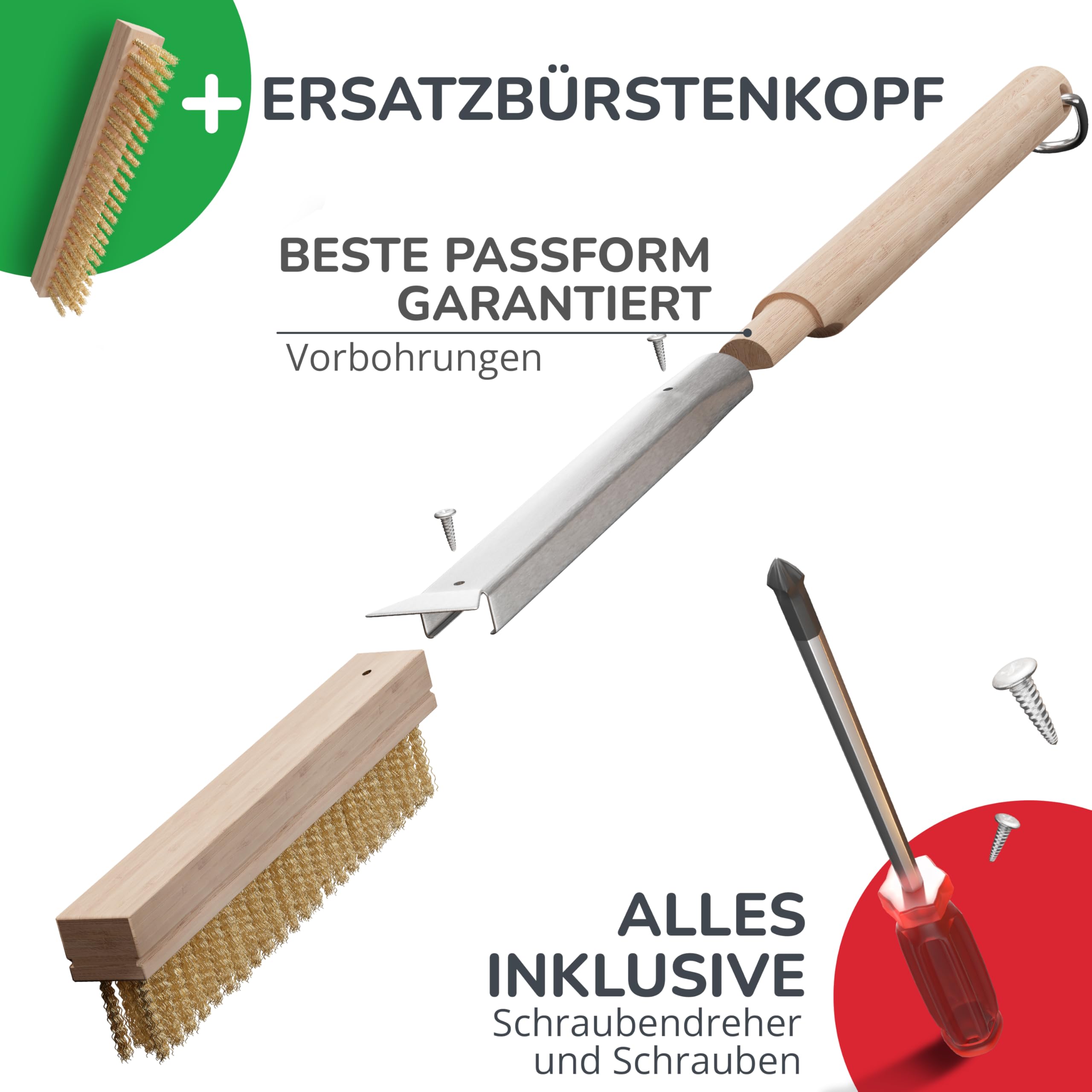 Senwosa Pizzaofen Bürste 66 cm mit Pizzastein-Schaber und zusätzlichem Ersatzkopf - Reiniger und Besen mit Edelstahlborsten, Langer Griff, Zubehör, kompatibel mit vielen Ooni und ähnlichen Pizzaöfen