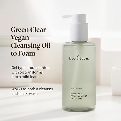 Miniatura 2 de herbloom Green Clear - Aceite limpiador vegano para espuma, limpiador coreano, limpiador de espuma suave equilibrado de pH, limpiador a base de