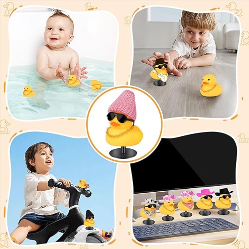 Miniatura 18 de Patos de goma con soporte de enchufe de pato, patos de automóvil para tablero de instrumentos, pato para decoración de Jeep y automóvil, divertido