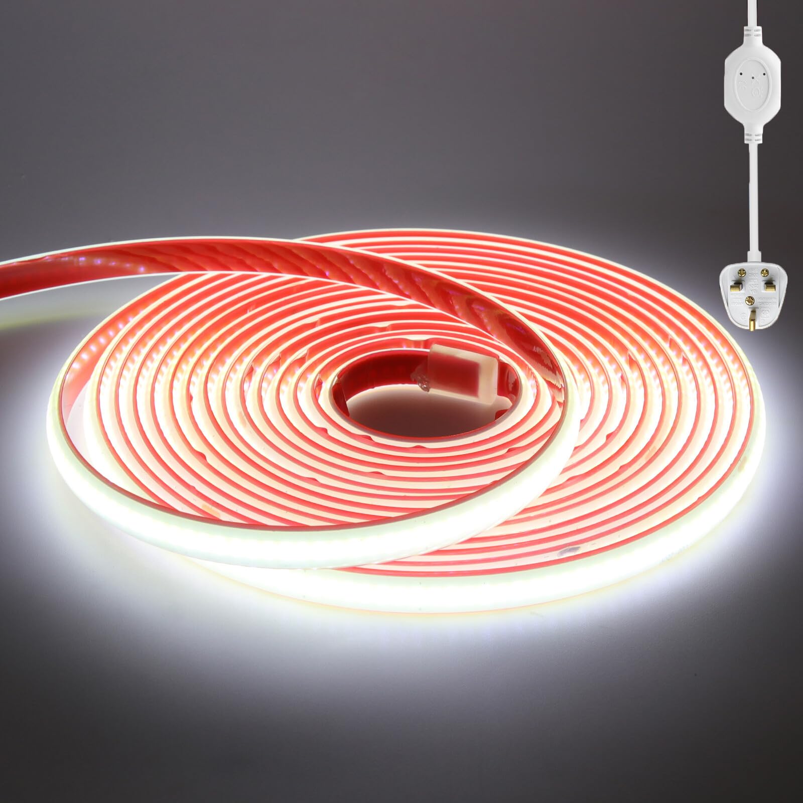 KAFULA 220V COB LED Light Strip [35m, White Light 6000K], IP65 Waterproof Flexible, 288 LEDs/m Super Bright Silicone FCOB LED Fairy Light CRI85+, can be Cut Every 50 cm, Home Decoration — image 1