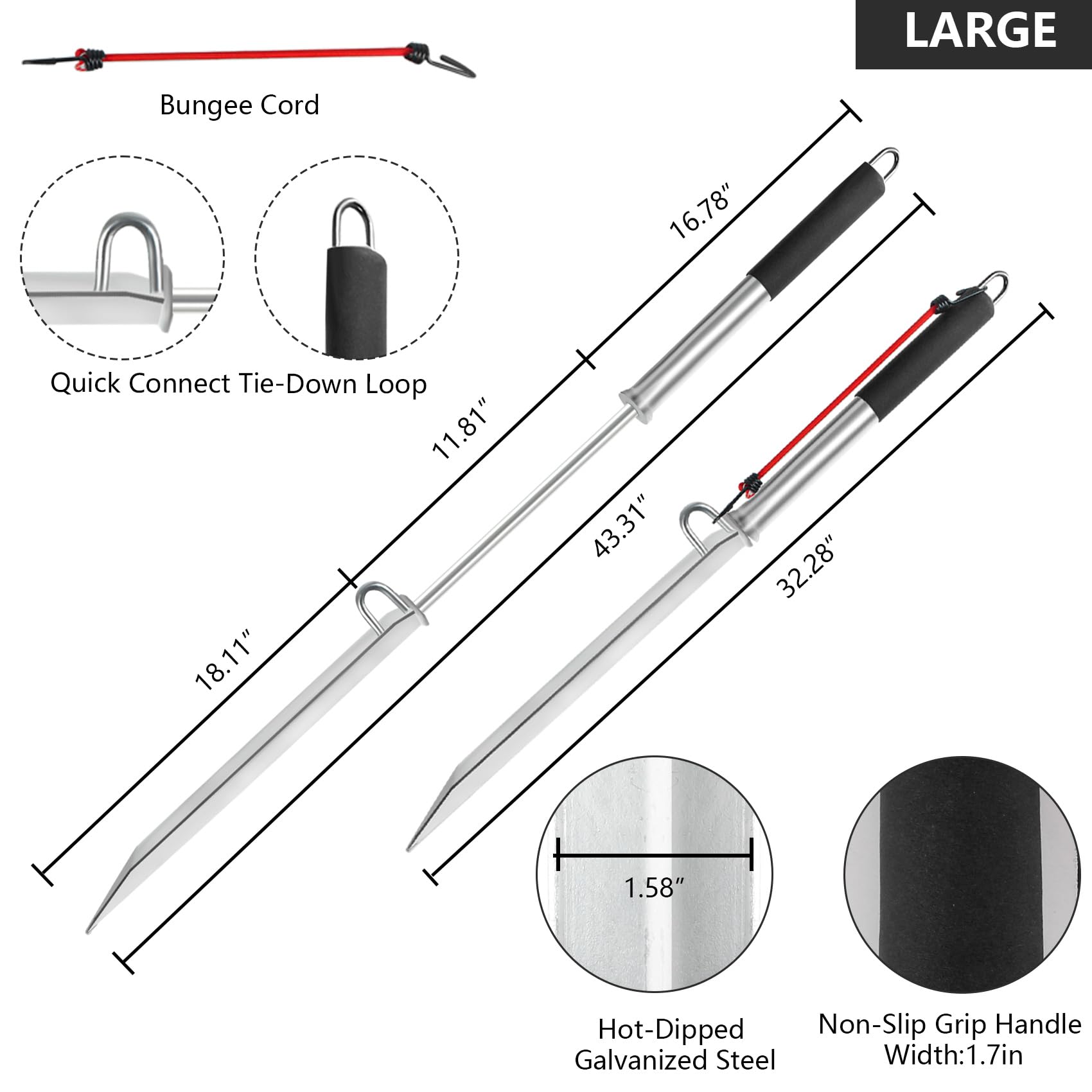 Sandspike-Anker Für Boote – Selbsthämmernd, Feuerverzinkt, Für Strand & Flaches Wasser