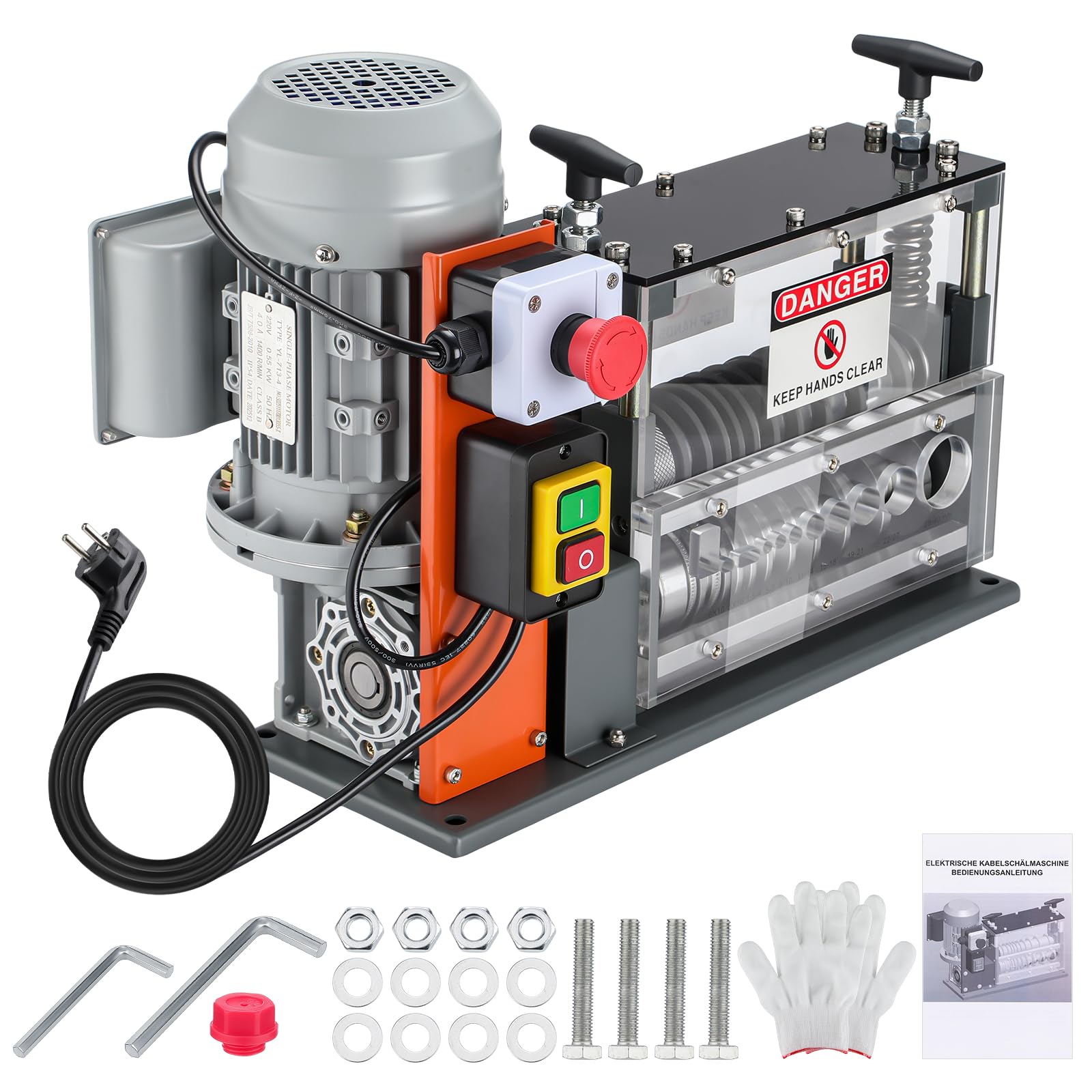 Elektrische Abisoliermaschine, 550 W, 1,5 mm-40 mm, Kabelabisoliermaschine, Kabel Abisolierwerkzeug, 11 Kanäle 10 Klingen zum Recycling von Kupferdrähten/Entfernen, Isolierung aus Kunststoff
