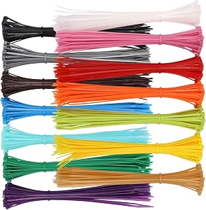 Colored Zip Ties Multiple Size Multi-Purpose Self-Locking Nylon Cable Ties Assorted Cord Management Bands for Chicken Leg Home Office Garden Workshop (700, 20, Centimeters)