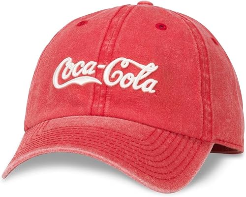 AMERICAN NEEDLE Sombrero de papá con logotipo de Coca-Cola de raglán, color rojo (COKE-1708A), Rojo, talla única