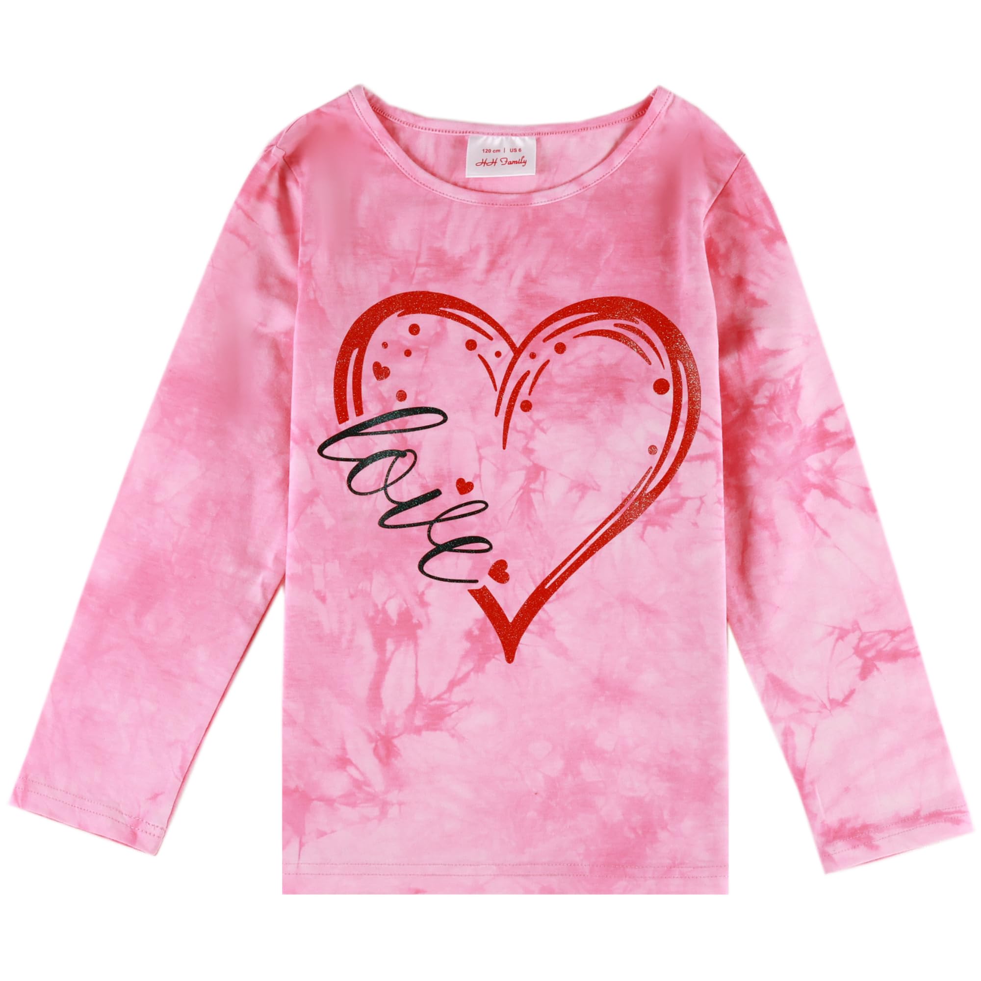 HH Family Girls Valentine’s Day Shirt Unicorn Heart Love Kids Tops T-Shirt Clothing