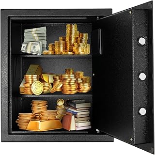 45L Tresorschrank Haushalt Tresor Boden Wandtresor Feuerfest Möbeltresor Schlüssel Safe Box | 38x31x45 CM | Großer digitaler Kombitresor | Mit 2 Nottresorschlüsseln