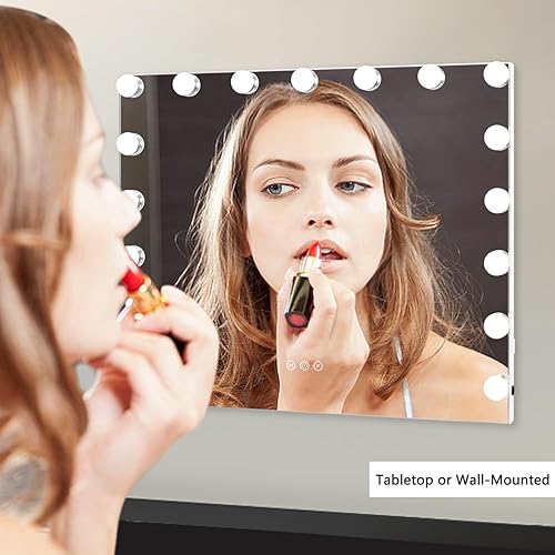 Miniatura 6 de LEINASEN Hollywood Espejo de tocador con 17 bombillas LED regulables, espejo grande de maquillaje con luces, marco de metal, regulable, 3 modos,