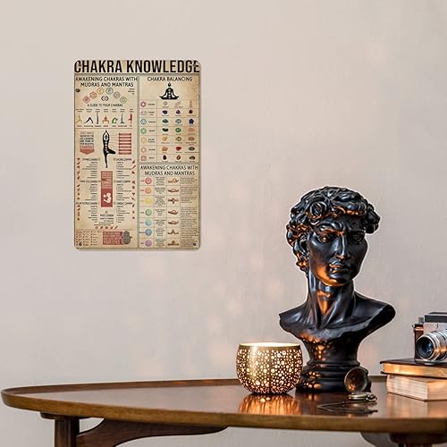 Miniatura 3 de UNBARD Póster de chakra Knowledge, decoración de pared múltiple, regalo para tabla de yogaer, letrero de metal de hojalata escolar, póster de 8 x 12