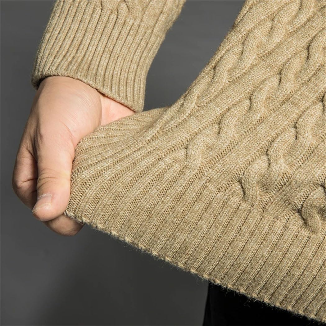 Men's Plus Size Wool Cable Knitted Cardigan Sweater Winter Thick Business Casual Gentleman Coat