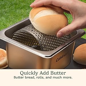 Cuisinart Stainless Steel Butter Wheel, Raised Bottom Butter Roller for Griddle for Golden Crust and Even Spread, Kitchen Grill Accessory for Burgers, Bread, BBQ, Cookouts, Tailgates