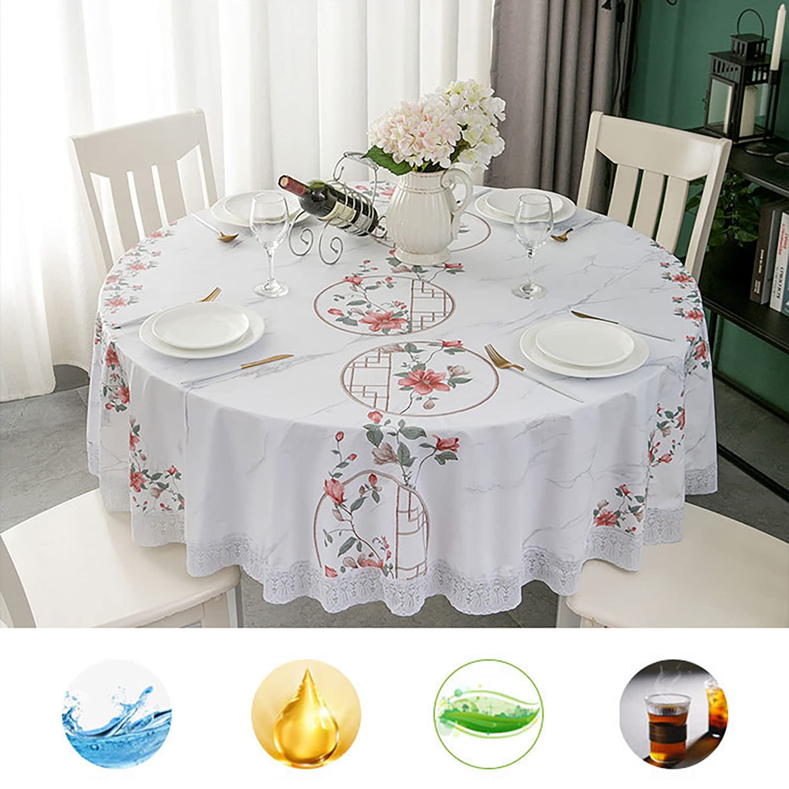 DIBALIYI Nappe Ronde Imperméable De 119,4 Cm Avec Bords