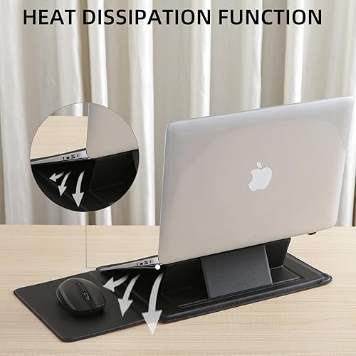 Miniatura 6 de Funda para laptop con soporte y alfombrilla para mouse de 15 a 16 pulgadas, funda protectora de cuero para MacBook ProAir, Dell, HP, Lenovo,