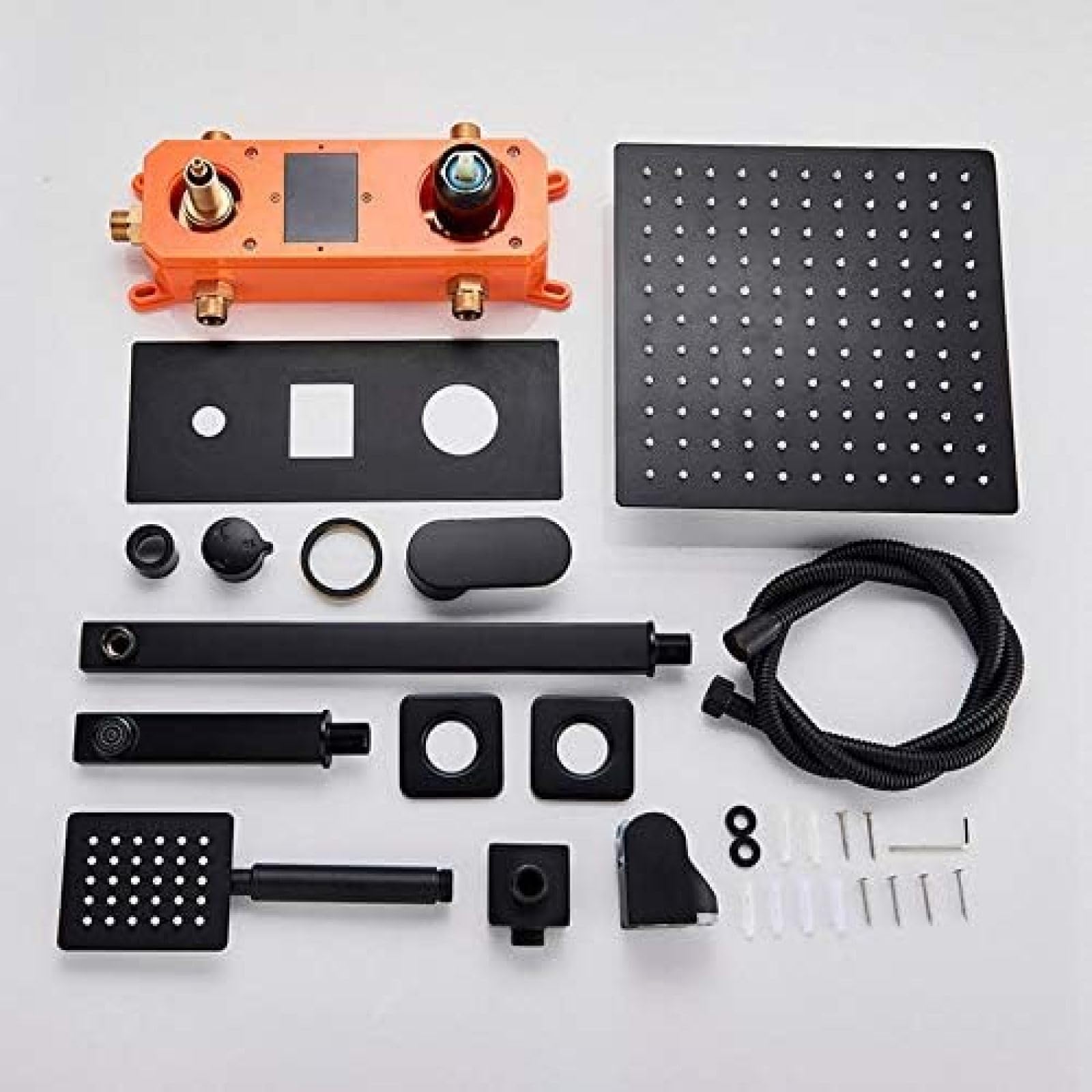 Rubinetto per Doccia da Bagno da 10 Pollici Rubinetti per Doccia digitali Nero Opaco a 3 funzioni Set Soffione Doccia a Pioggia Set Doccia con Interruttore a 3 Vie Miscelatore