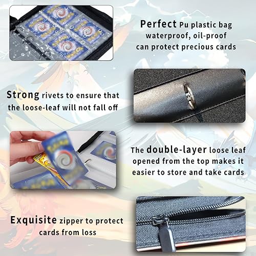 Miniatura 4 de Carpeta de tarjetas coleccionables 4 bolsillos para tarjetas intercambiables, libro de coleccionista de tarjetas portátiles, se adapta a 440