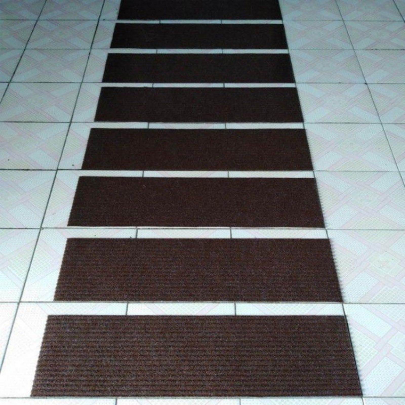 Set di 13 tappetini antiscivolo per scale in legno, per interni, per anziani, colore caffè