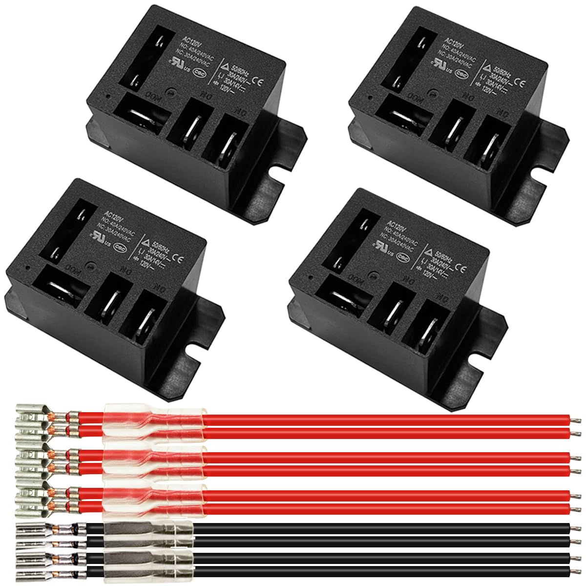 4Pcs Miniature Power Relay 30A, AC120V Coil, SPDT(1NO 1NC) Mini 120 Volt Relays with Quick Connect Wires NT90 AC120V-4Pcs