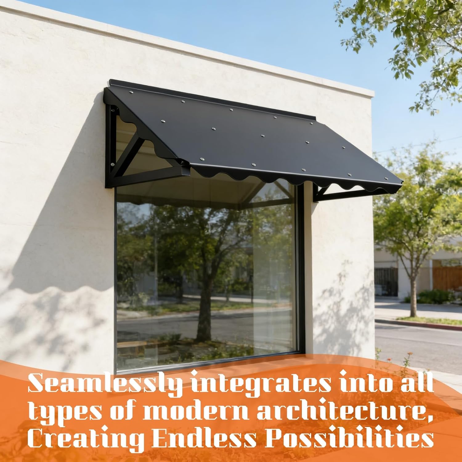 Awning for Door Entrance, 52.7" x 29" Polycarbonate Door/Window Awning Exterior with Fixed Triangular Steel Frame, Metal Canopy for Porch, Patio, Balconies, All-Weather, Rain/Snow Protection