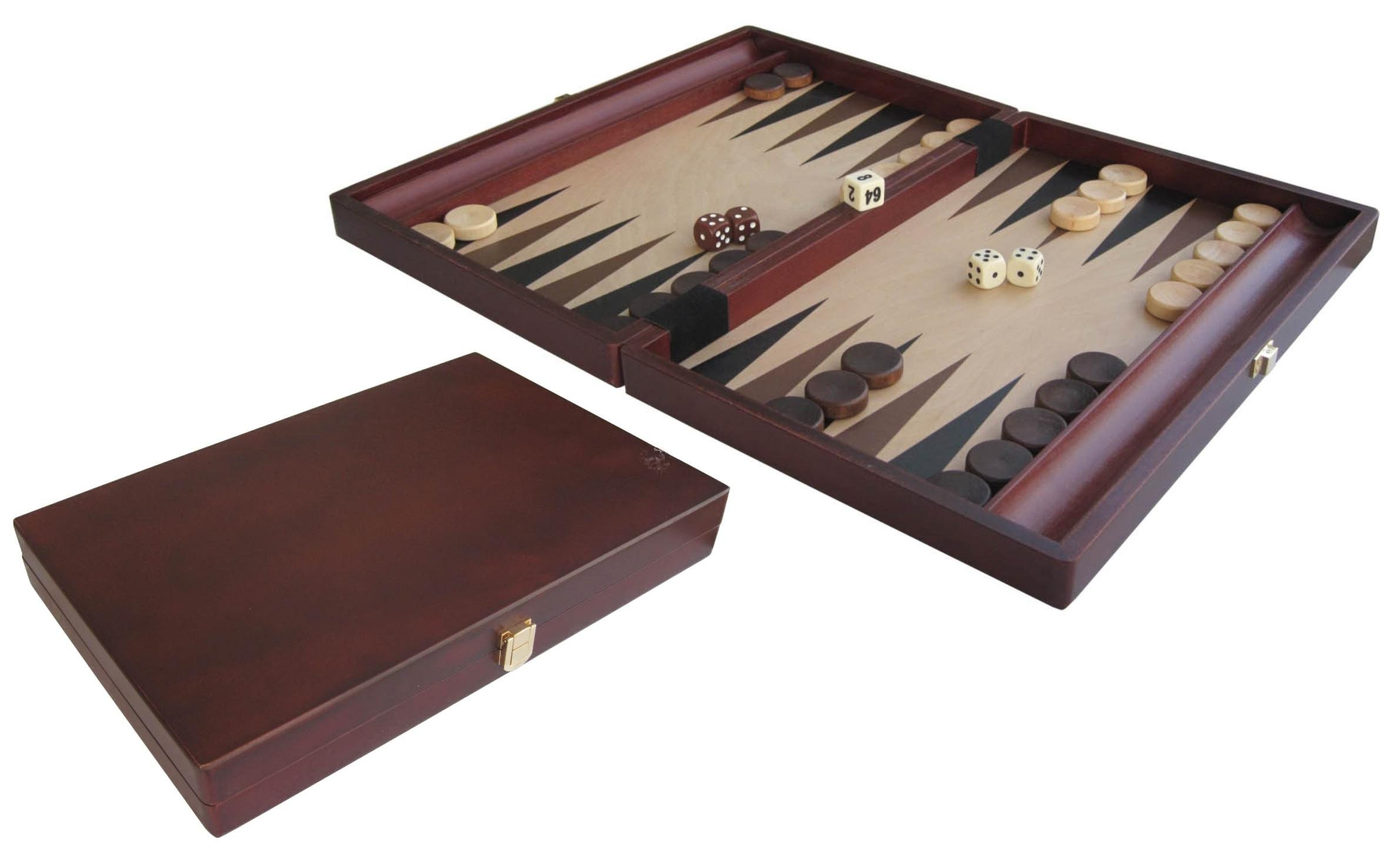 Backgammon en bois couleur acajou