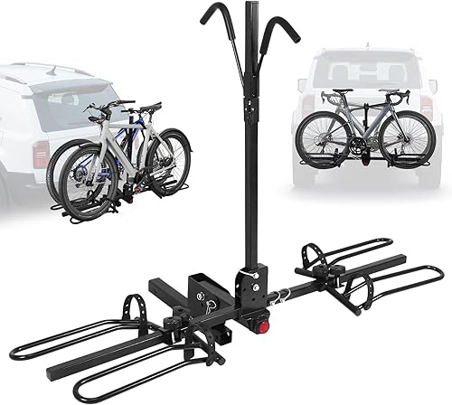 Miniatura 8 de Bike Rack,Rear Trailer Steel Mount Rack Anti Tilt Electric Bicycles Racks Foldable Bicycle Hitch Carrier for SUVs Cars Trucks Vans