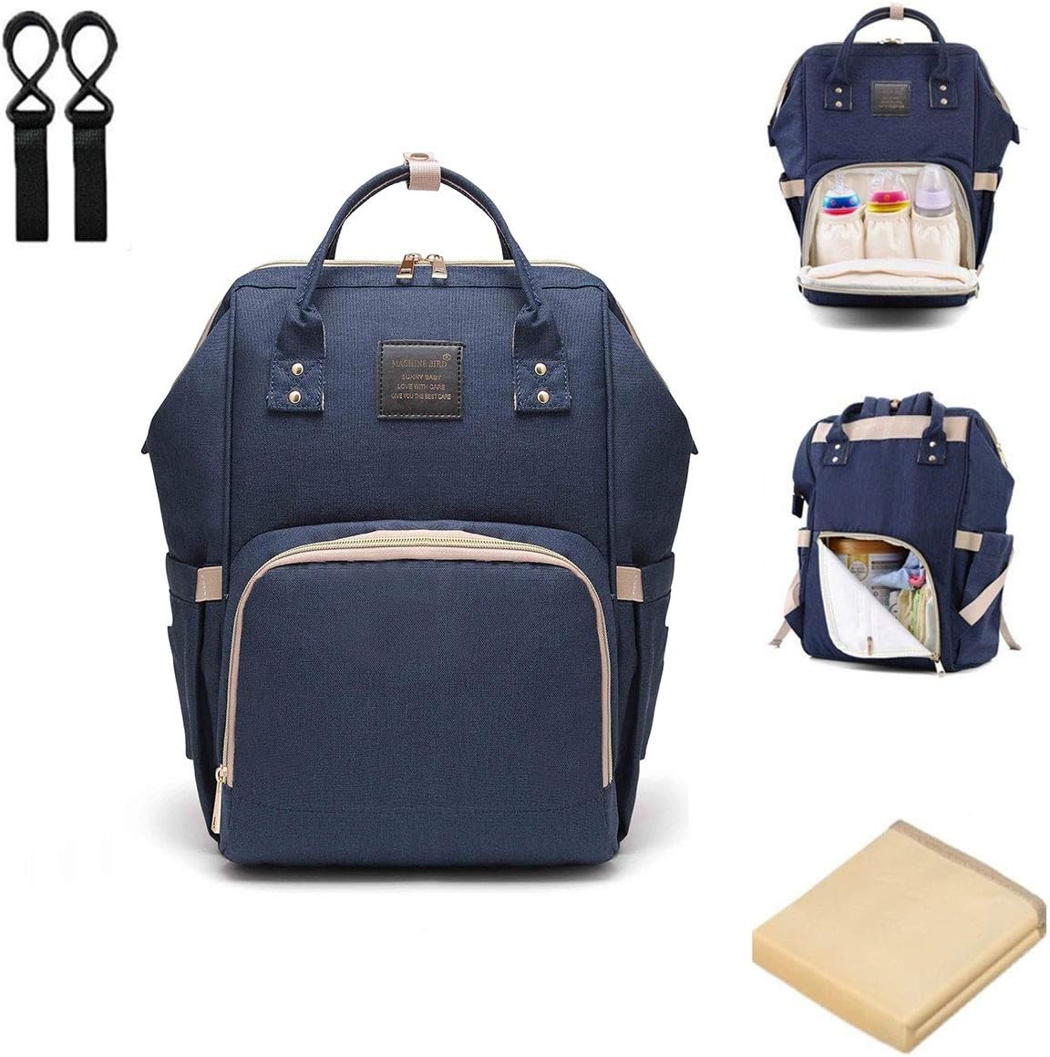 Diaper Bag Backpack, Multi-Function Waterproof Baby Nappy Changing Bag with Insulated Bottle Pocket, Durable Stylish & Large Capacity (Dark Blue)