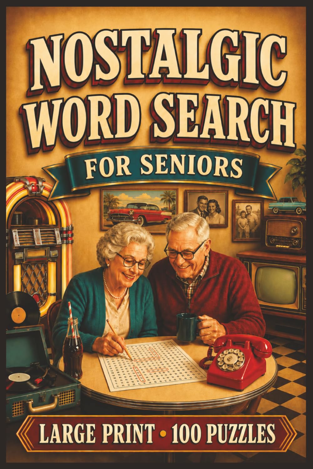 Nostalgic Word Search for Seniors: Large Print Book With 100 Puzzles On 1950s, 1960s, 1970s, 1980s, Retro Memories, And Classic TV