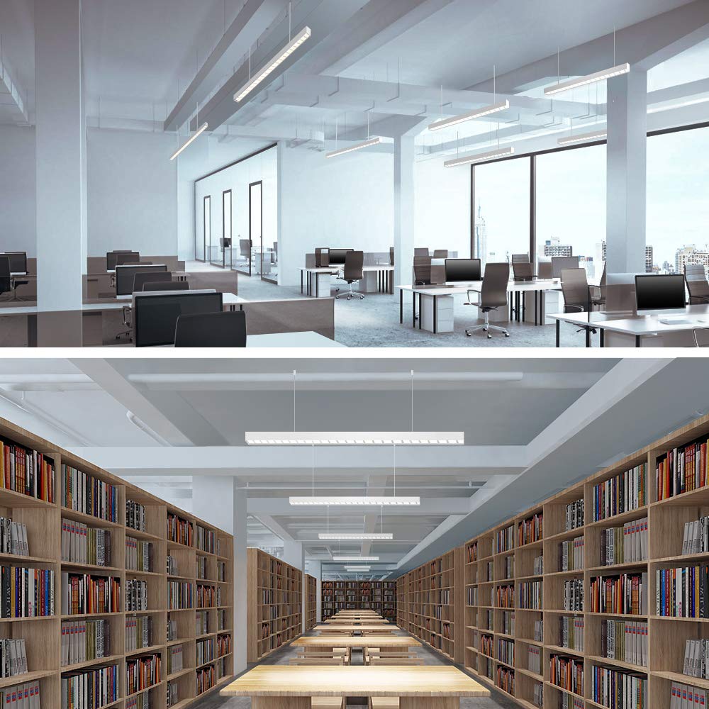 OOWOLF Lámpara de Techo LED Colgante 110cm, 40W - Diseño Lineal Moderno Luz Blanca Neutra 4000K para Salón, Comedor, Cocina u Oficina
