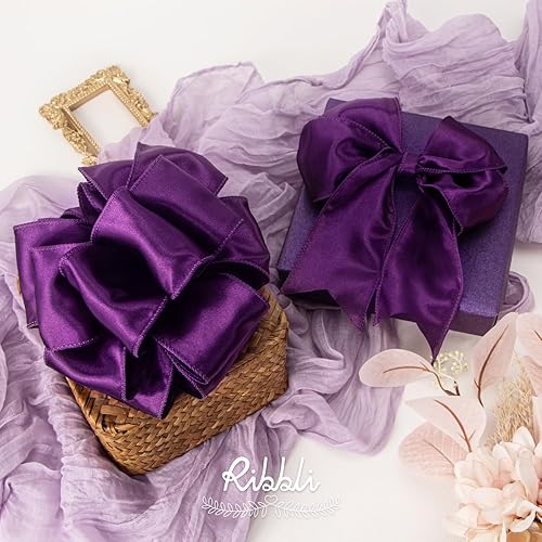 Vista 143 de Ribbli Cinta de satén rosa claro con alambre de 1.5 pulgadas, cinta de Navidad rosa para envolver regalos, coronas, guirnaldas, decoración