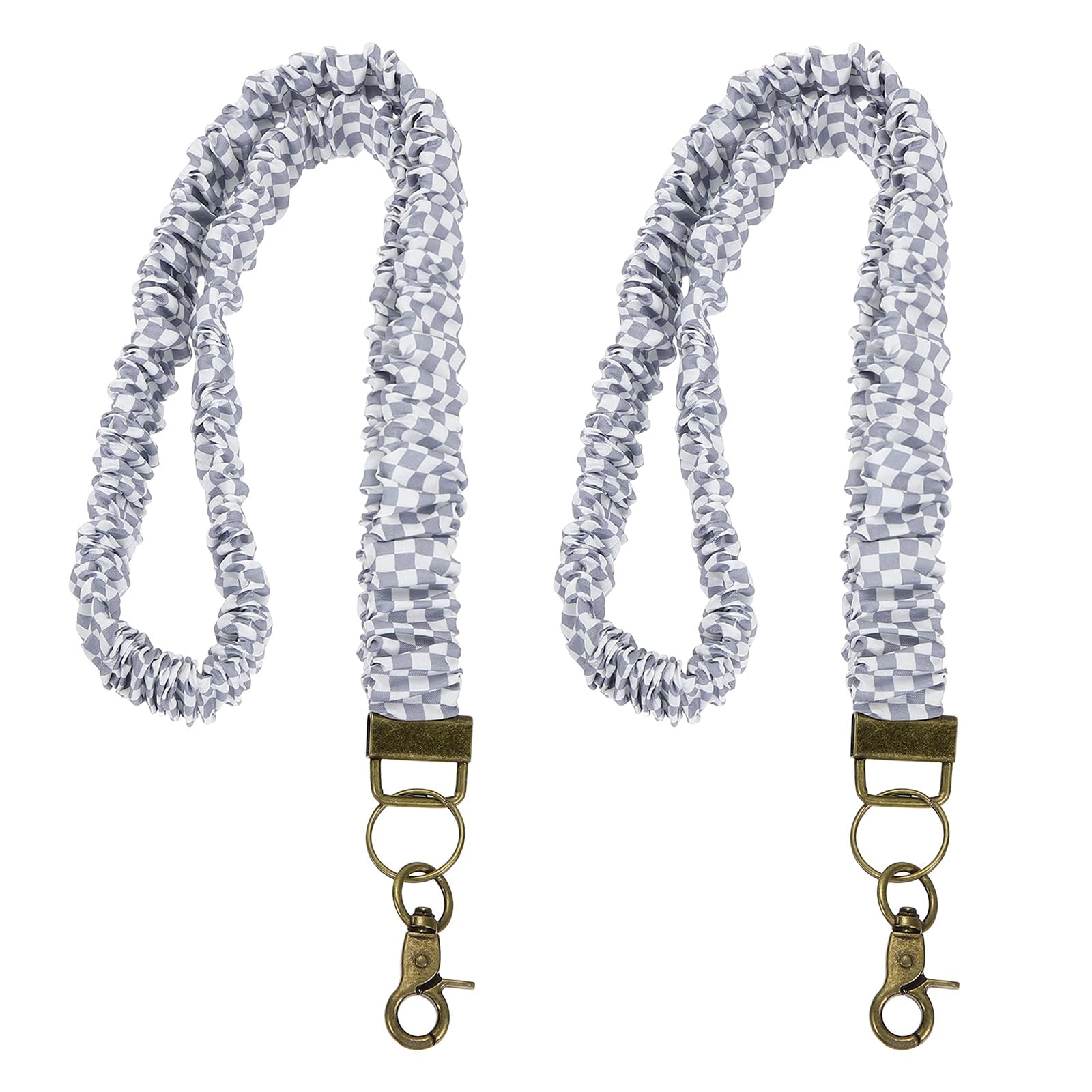 PATIKIL Scrunchie Lanyard Teacher,2 Pcs Stretchy Lanyards,Light Grey-White