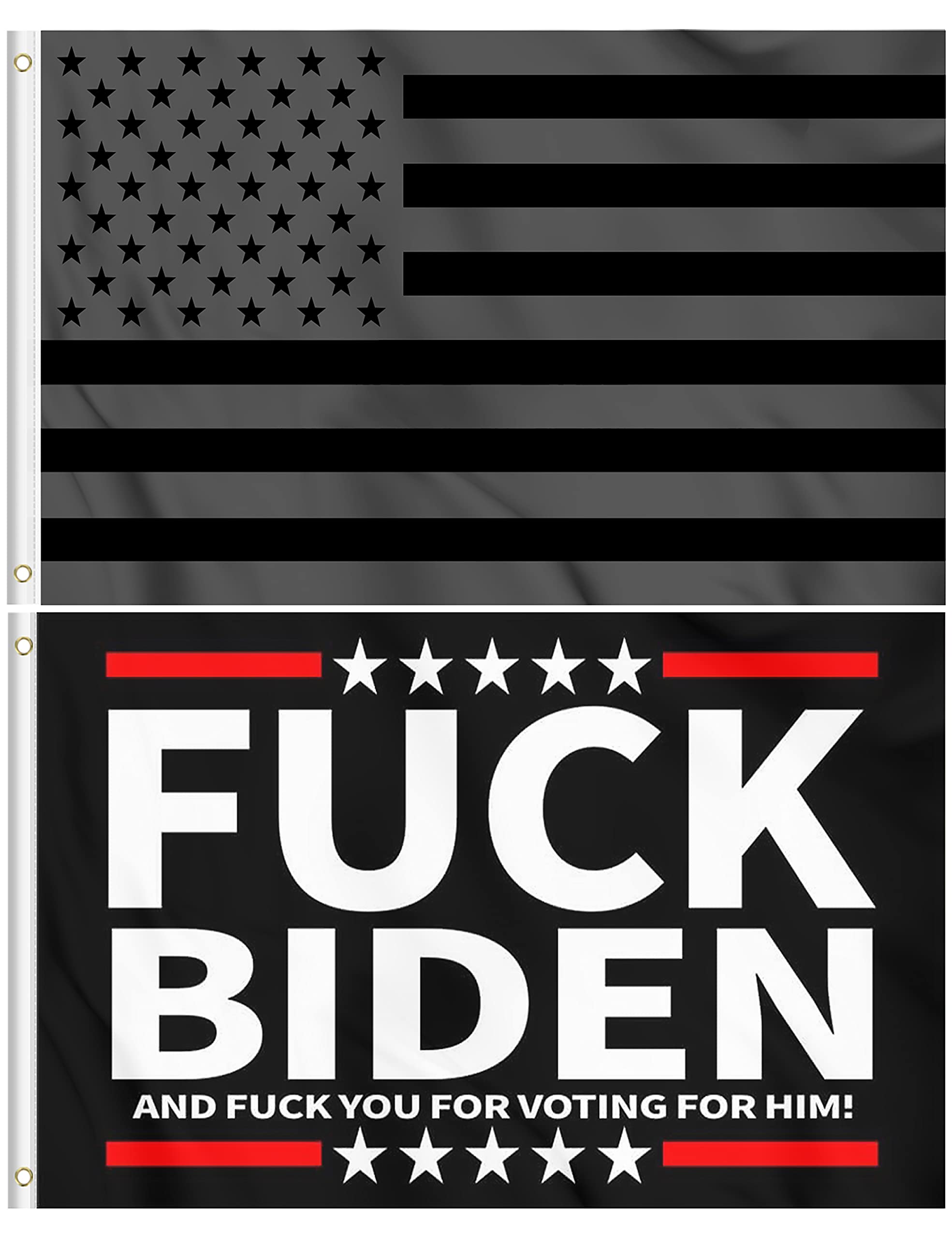 Schwarze Amerikanische Flagge & 'Fuck Biden' Flagge – 2er Set, Je 90x150 Cm, Polyester Für Innen/Außen
