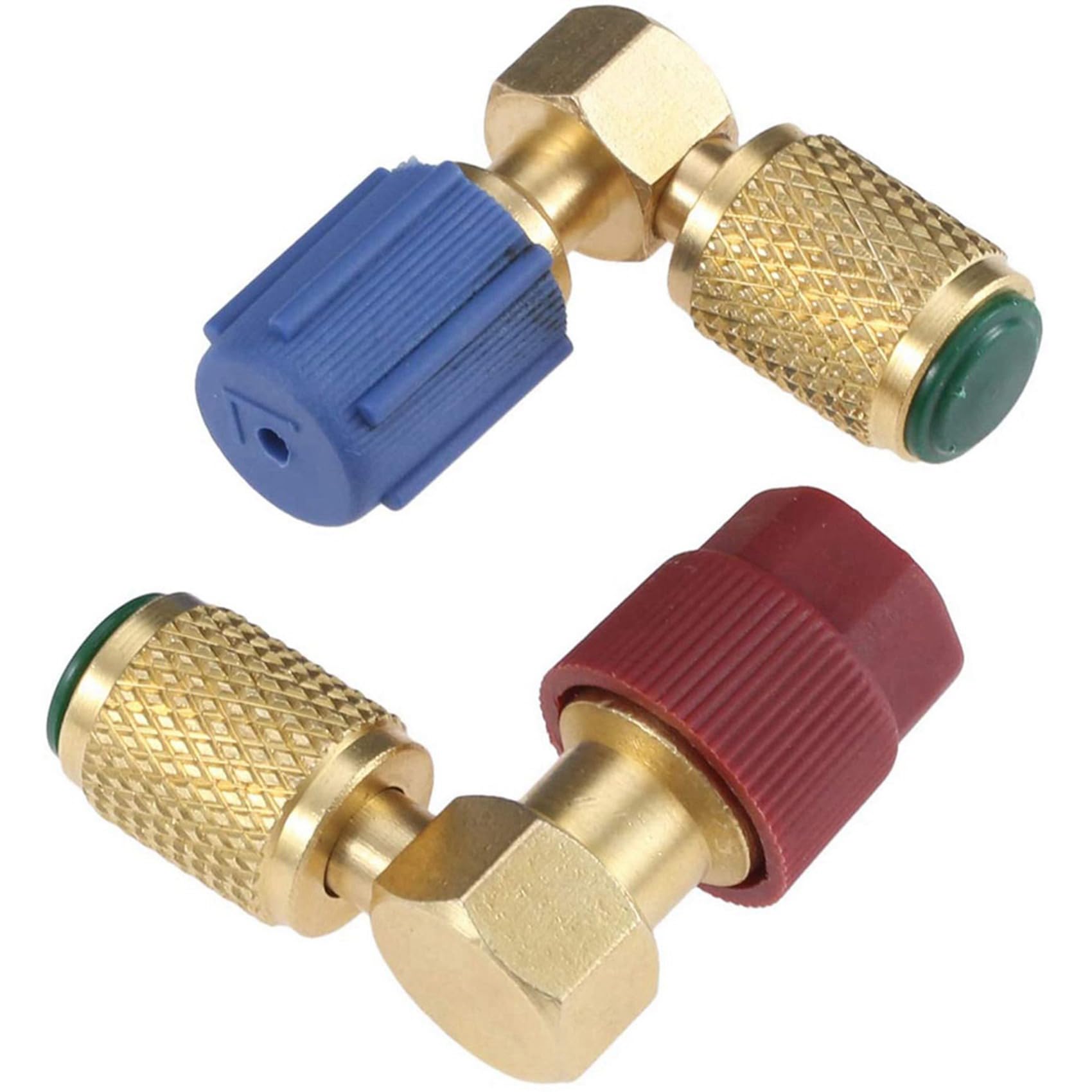 Bloepum 3X R12 to R134 A High/Low AC Fitting Port Retrofit Conversion Adapter, Quick Coupler Valve A/C 90 Degree Fitting