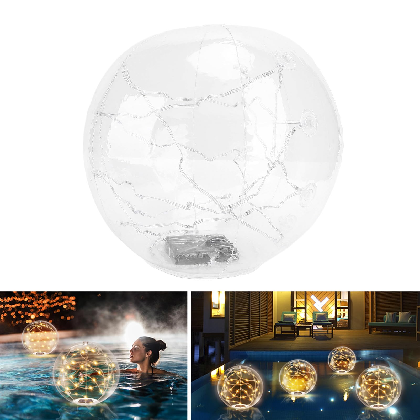 Asixxsix Solarbetriebene Schwimmende Poolbeleuchtung, 13,78 Zoll Schwimmende Ball-Poolbeleuchtung, IP68 wasserdichte Schwimmende Solarbeleuchtung für Pool, Teich, Außenbereich, (Colorful)