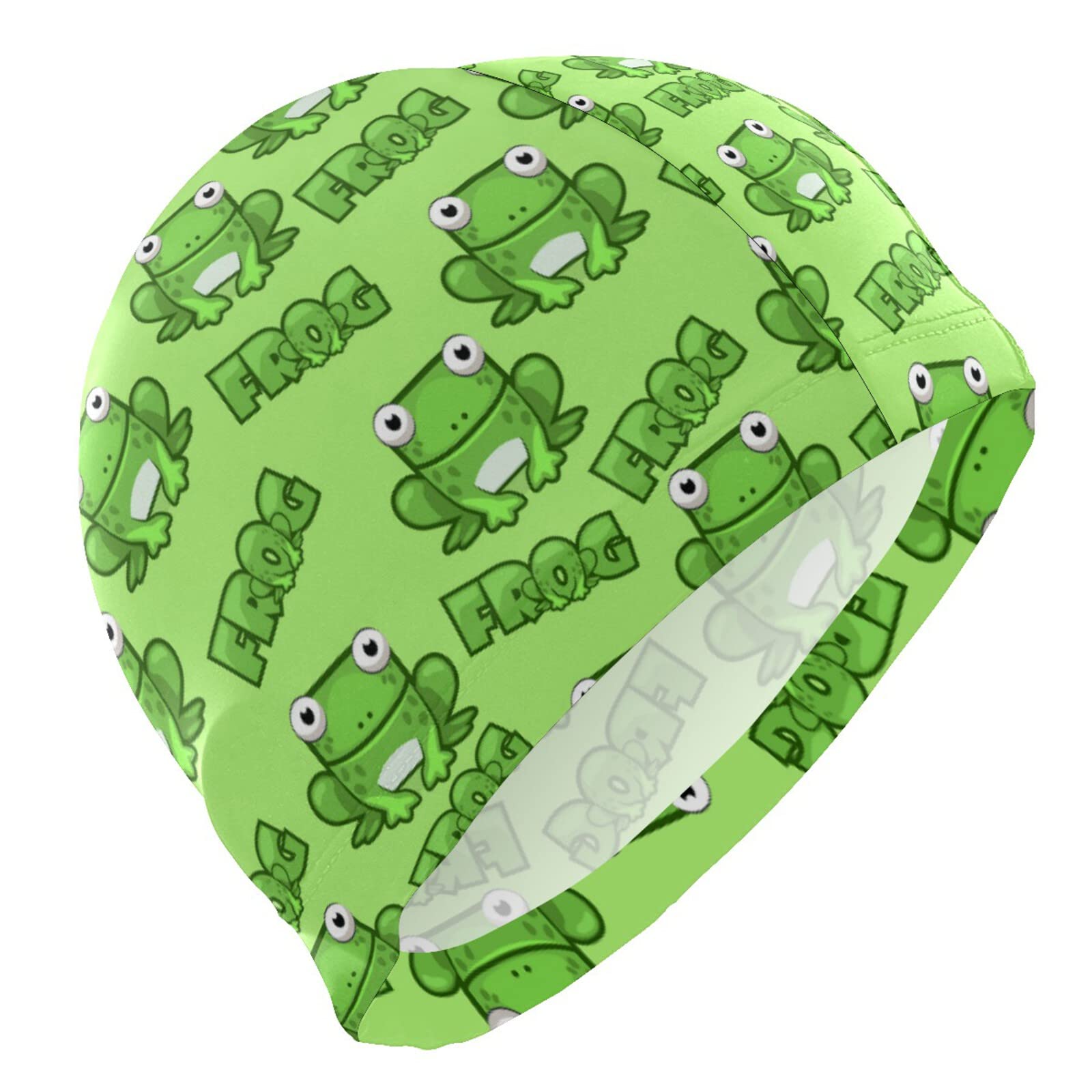 Dallonan Swimming Cap Cartoon Frog Green Adult Swim Cap Polyester โ image 1