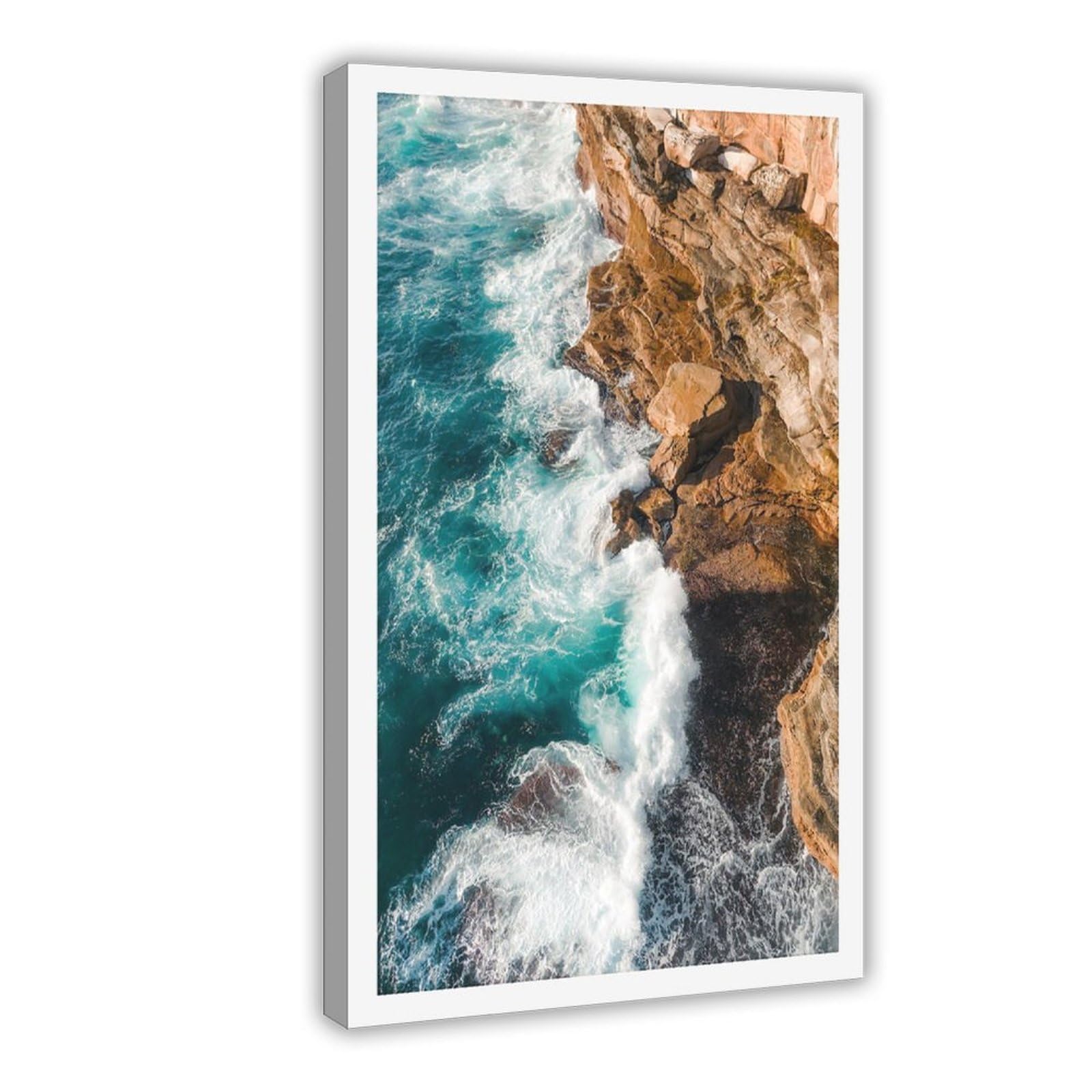 HEYANM Sydney Coastal Cliff Wall Art Print Ocean Waves Poster Canvas Poster Wall Art Paintings for Living Room Bedroom Decoration Frame 16x24inch