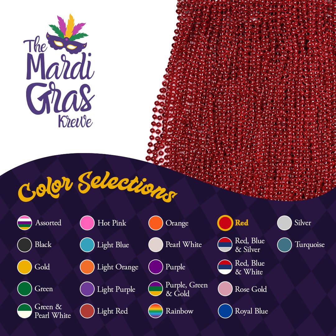 Cuentas de Mardi Gras de 33 pulgadas, 7 mm, 6 docenas, 72 piezas, collar de cuentas de plástico con cuentas de doble bloón de colores, collar de cuentas para manualidades, bricolaje, joyería, fiesta