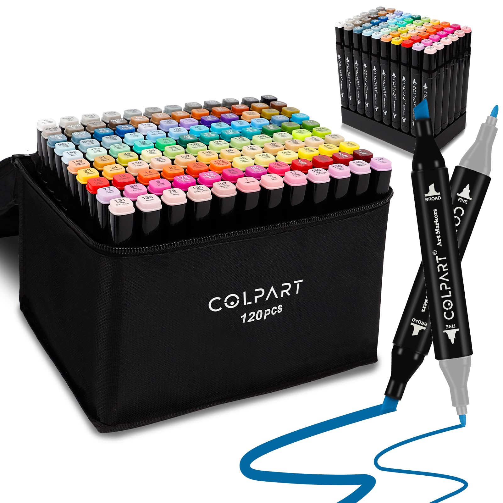 Marcadores de alcohol de doble punta, 120 marcadores de arte de colores para niños, rotuladores para adultos, suministros de pintura para colorear, dibujar