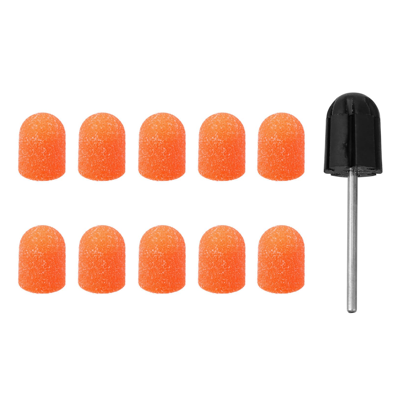 BETOOKY Nail Sanding Caps Set 10 Orange Caps with Grinding Head