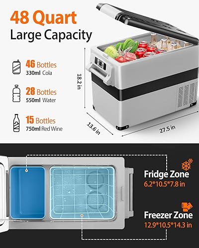 Miniatura 2 de Refrigerador portátil para automóvil de 12 V, enfriador eléctrico de 48 cuartos (45L) con CACC para camión, furgoneta, caravana, cámper, SUV,
