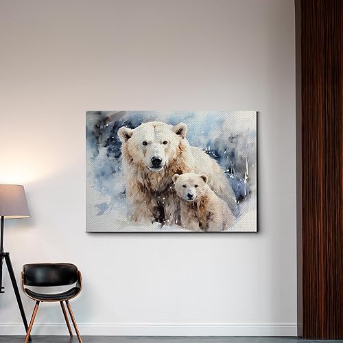 Miniatura 3 de Fox Mother Cub Prints, In The Style Of Stencil,Based, Ivory, Kids Wall Art, Kids Wall Art Display, Mom And Baby Animal Art Print, Decor Canvas, Home