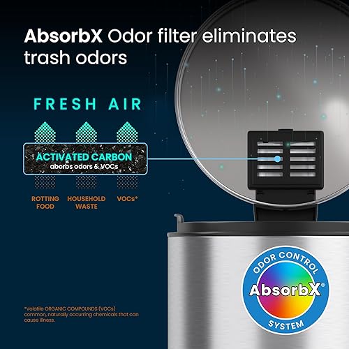 Miniatura 3 de iTouchless SoftStep - Cubo de basura delgado de 1.3 galones con filtro de olor y cubo interior extraíble, acero inoxidable, cubo de basura pequeño